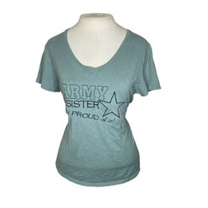 Army Sister and Proud Womens V Neck Tee shirt